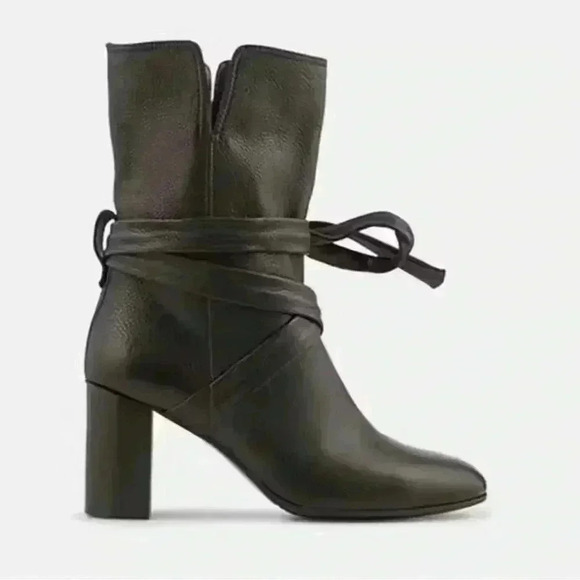 MINELLI Papillon made in Italy black leather ankle booties wrap style 35 - Picture 10 of 10